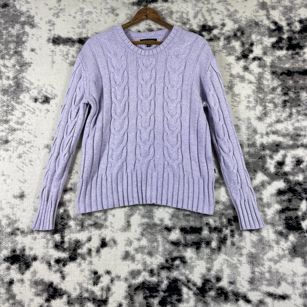 Banana Republic Cable Knit Sweater Womens Size Medium Rayon Soft Comfort Casual